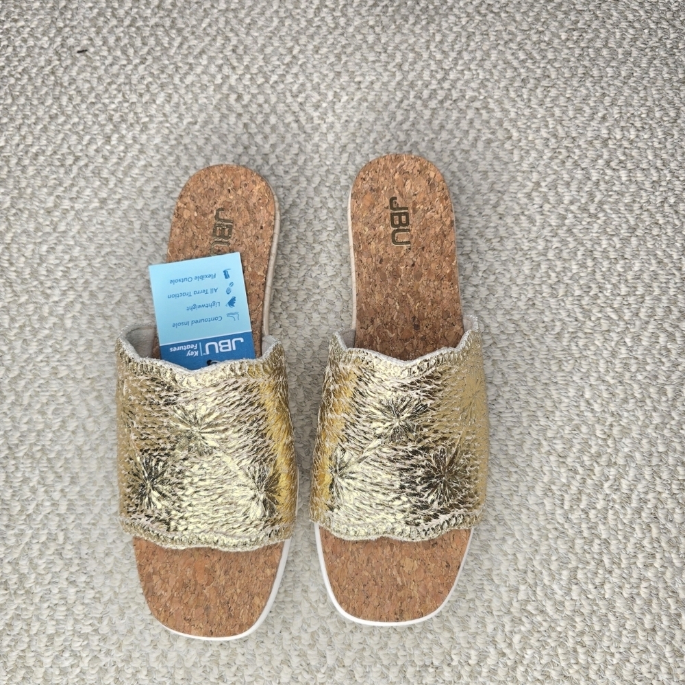 JBU Shimmering Gold Winnie Slide Sandals NWT 8.5